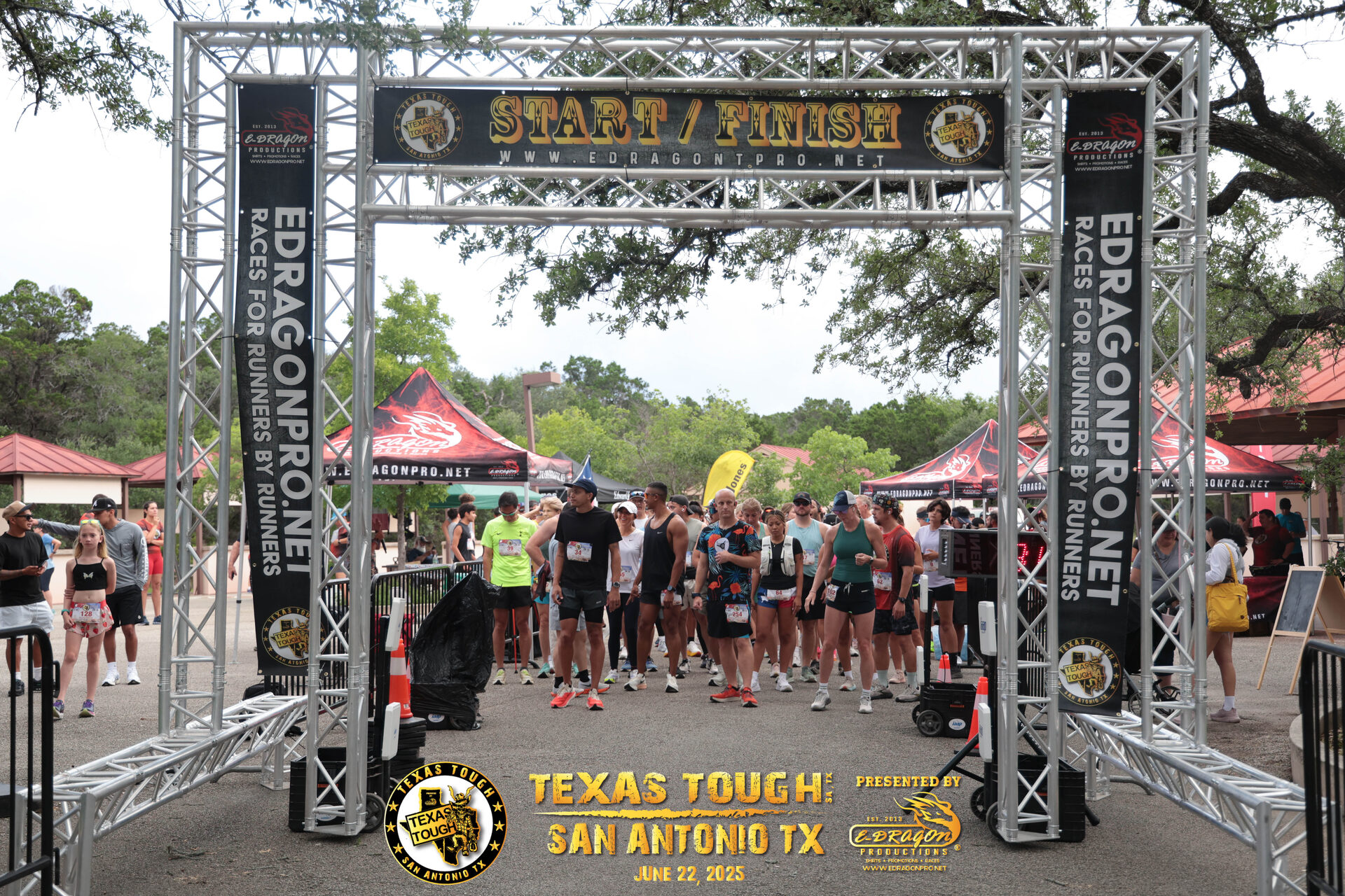Race finish line in Helotes